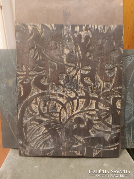 Diskay lenke (1924-1980), double-sided wooden printing block, size 44 x 35 cm