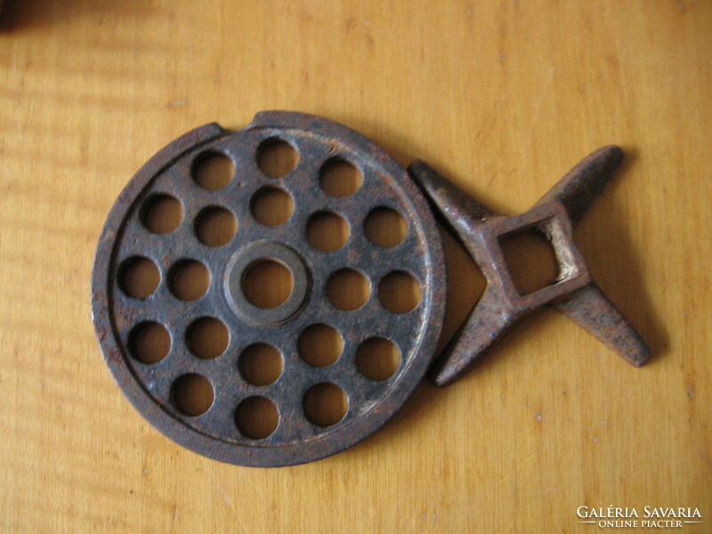 Old meat grinder grater and knife