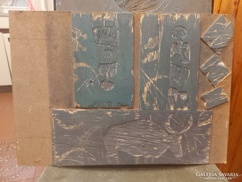 Diskay lenke (1924-1980), wooden block, size 52x36 cm