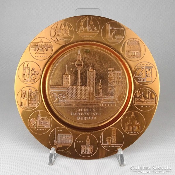 German copper decorative bowl with inscription 1O445 ddr 18 cm