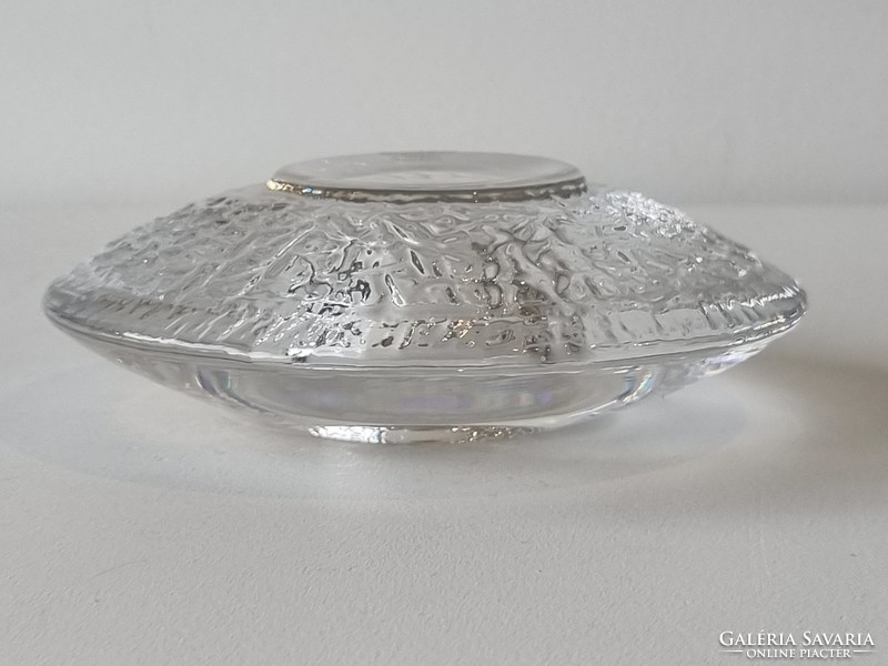 Swedish orrefors (lars hellsten design) marked crystal glass candle holder / table decoration