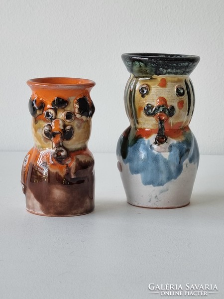 Erzsébet Fórizsné Sarai, a pair of industrial art shaped ceramic candle holders