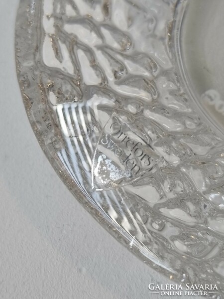 Svéd Orrefors (Lars Hellsten design) jelzett kristályüveg mécsestartó / asztaldísz