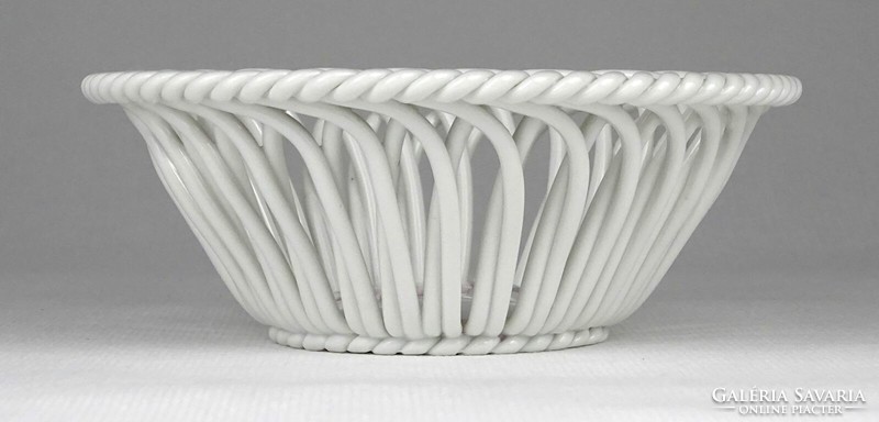 1O369 Herend porcelain wicker basket with purple Appony pattern 12 cm