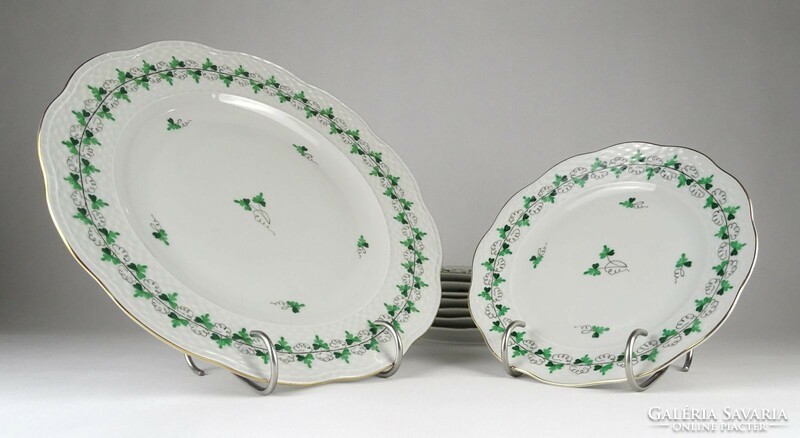 1O392 old flawless parsley pattern Herend porcelain cookie set 8 + 1 pieces
