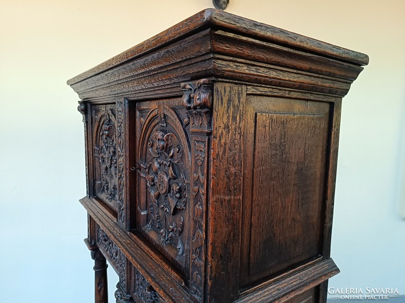 Antique Renaissance cabinet richly carved hardwood cabinet 18th - 19th century 3812
