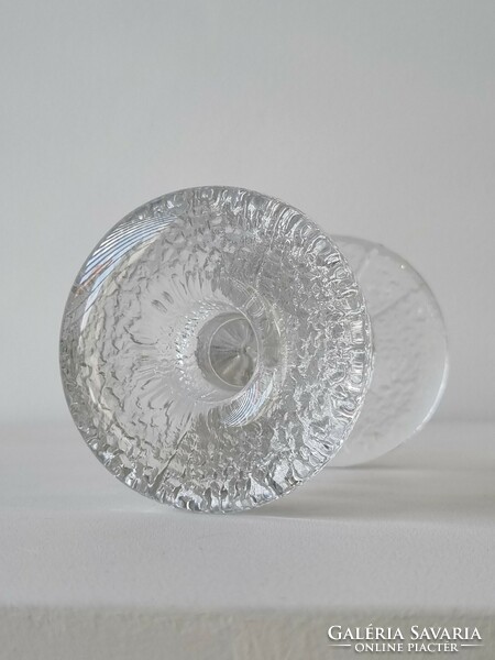 Iittala Finnish ice glass candle holder with slight damage - timo sarpaneva festivo series