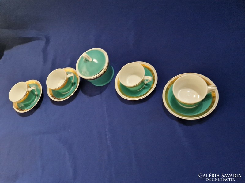 Turquoise colored gold-rimmed Hölholáza porcelain cup bottom sugar holder