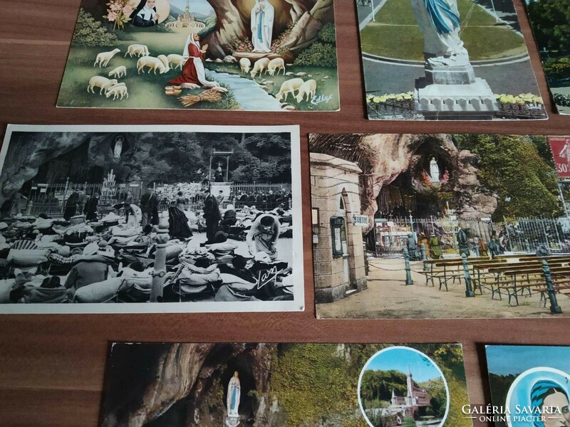 8 Lourdes postcards, in one