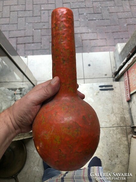Hódmezővásárhely ceramic vase, fluted, 30 cm high.
