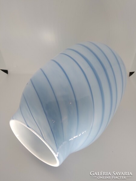 Kétrétegű kék bohémia mid century üveg váza