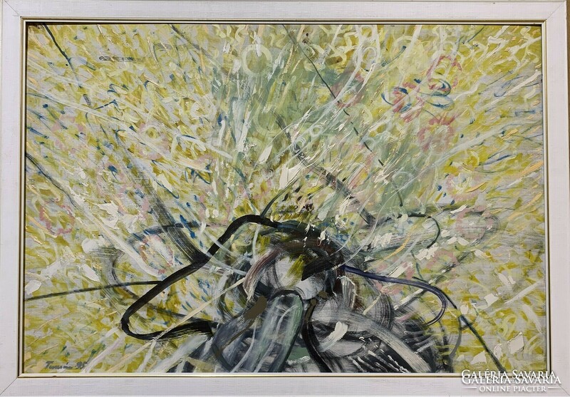 Oil painting by Miklós Turcsán (1944-) dazzling my eyes (1995) / 65x95 cm /