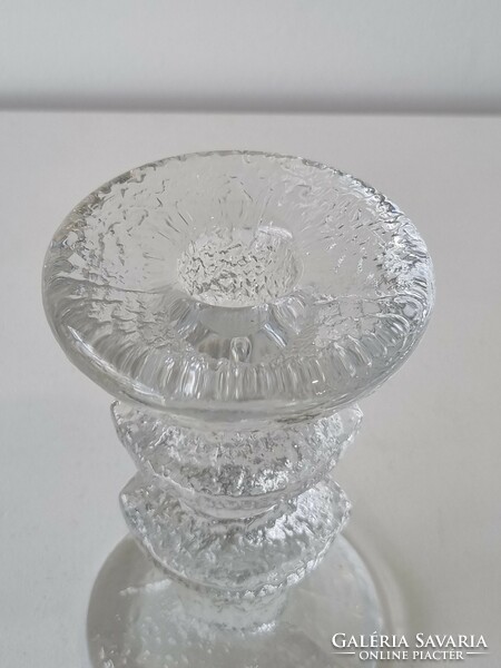 Iittala Finnish ice glass candle holder with slight damage - timo sarpaneva festivo series