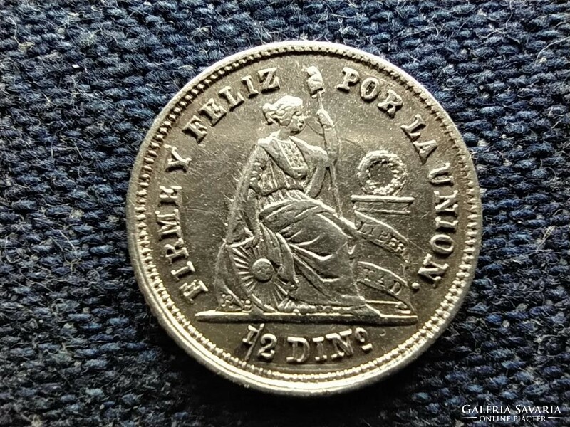 Peru Köztársaság (1822-) 1/2 Din .900 Ezüst 1863  (id78354)