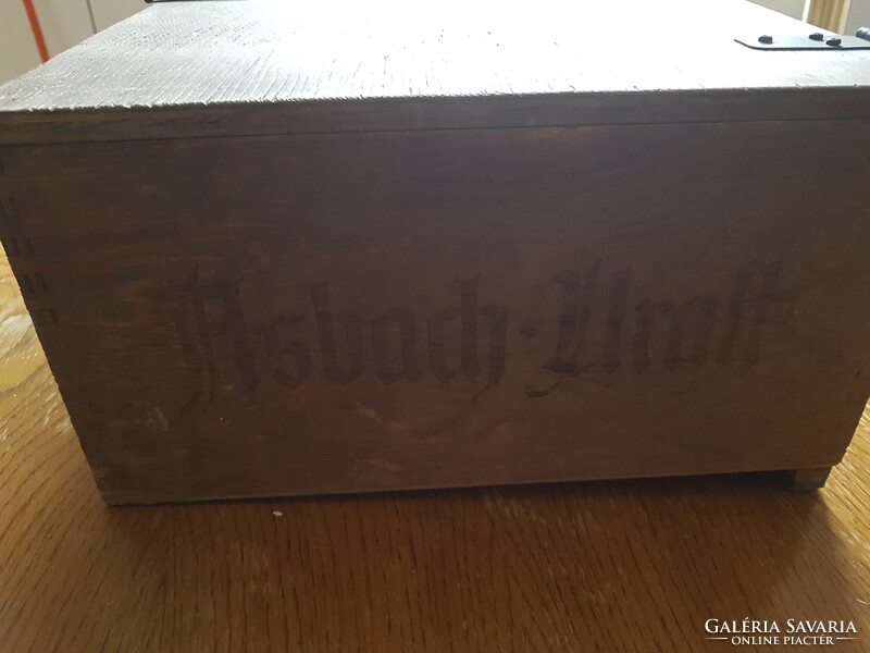 Old Asbach ruled brandy chest