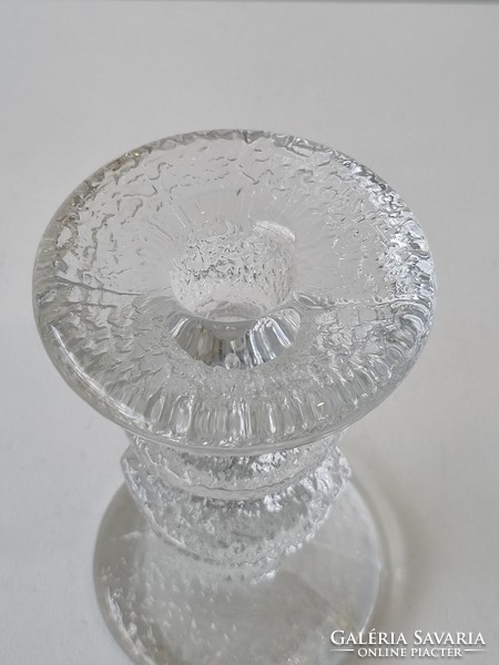 Iittala Finnish ice glass candle holder with slight damage - timo sarpaneva festivo series