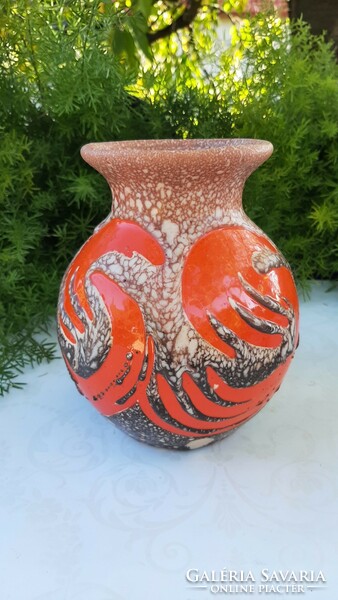 Applied ceramic vase