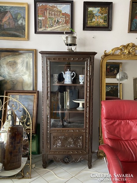 Small antique French baroque carved bookcase