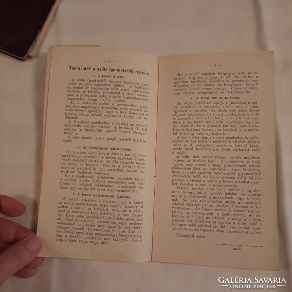 Népiskolai értesítő könyvecske   nyomtatta a  KALÁSZ KÖNYVKIADÓ R.-T. kiállítva 1937. évben