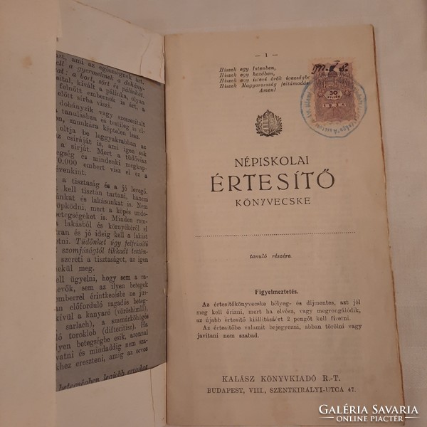 The folk school information booklet was printed by Kálás könyvdyádó r.-T. Issued in 1937