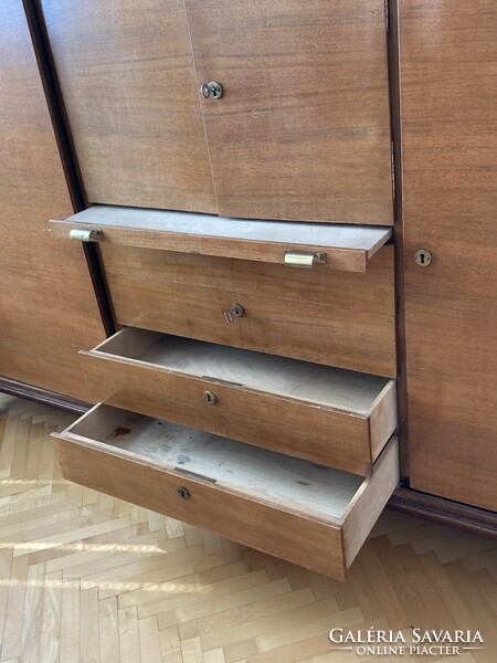 Cabinet made in retro / mid-century / style, with a showcase section on top, second half of the xx.Szd
