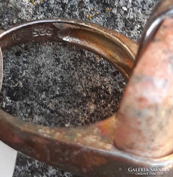 Orbikuláris jáspis ásványköves gyűrű, jelzett 925 ezüsttel kombinálva
