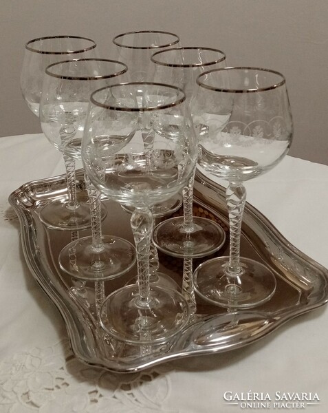 Bohemia stemmed wine glass set (12 pcs, retro, antique)