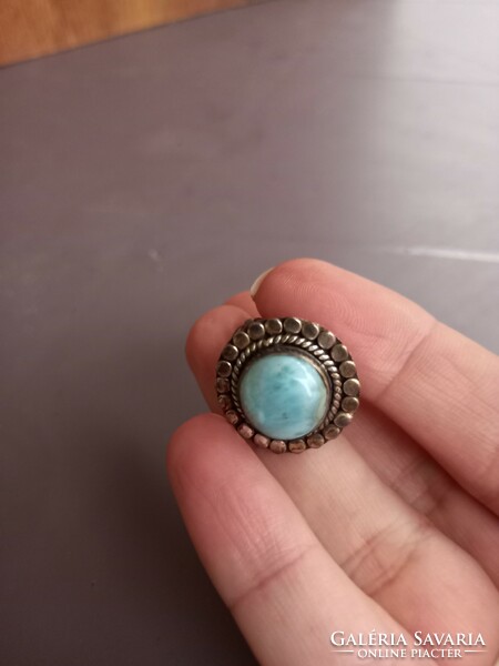 8 silver ring made of Larimár gemstone from the Dominican Republic!