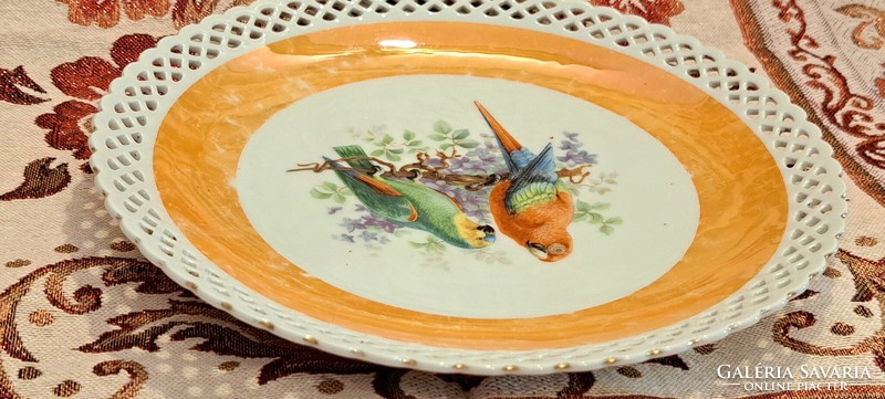 Antique parrot bird porcelain decorative plate (l4013)