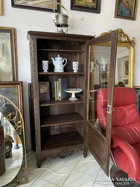 Small antique French baroque carved bookcase