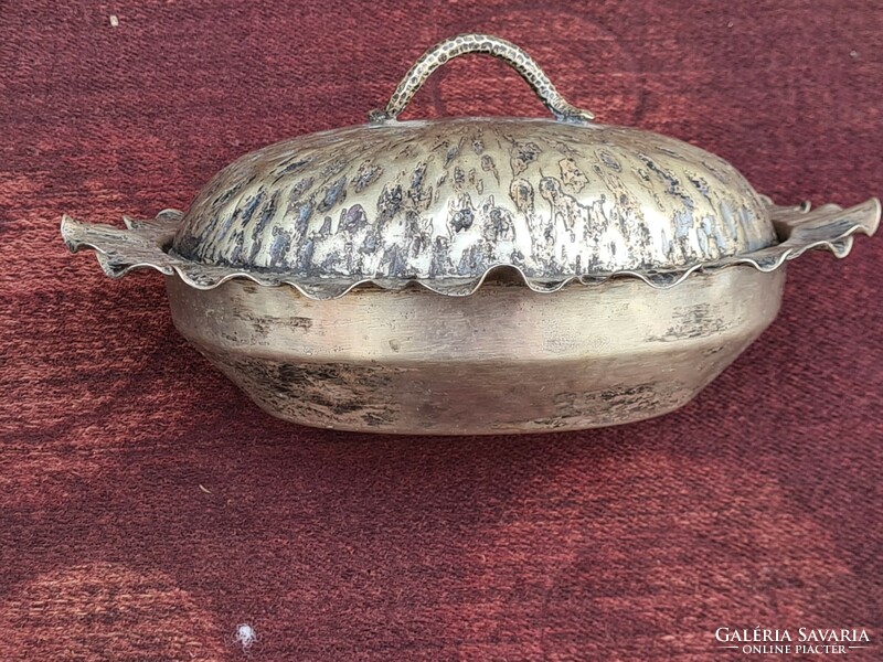 Antique silver-plated marked alpaca etrog holder, accessory for Judaica, Sukkot holidays
