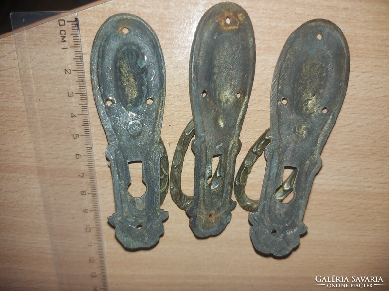 3 copper furniture handles with keyhole