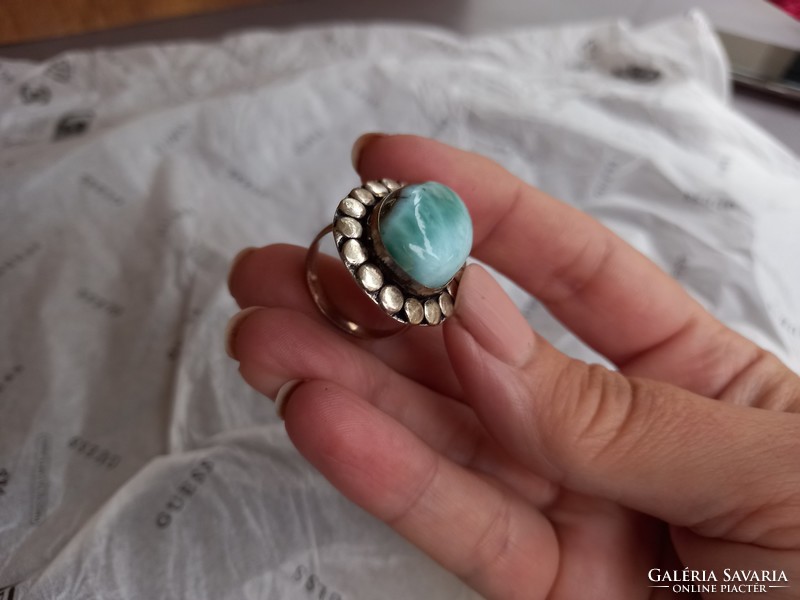 8 silver ring made of Larimár gemstone from the Dominican Republic!