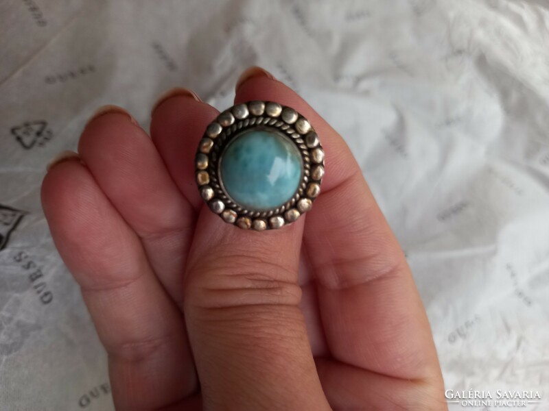 8 silver ring made of Larimár gemstone from the Dominican Republic!
