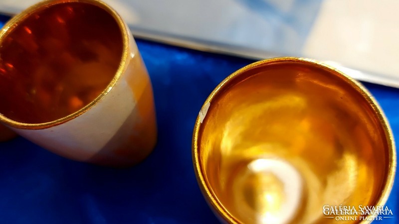 Retro Czechoslovak, luster-glazed ceramic drinking set, with double tray.