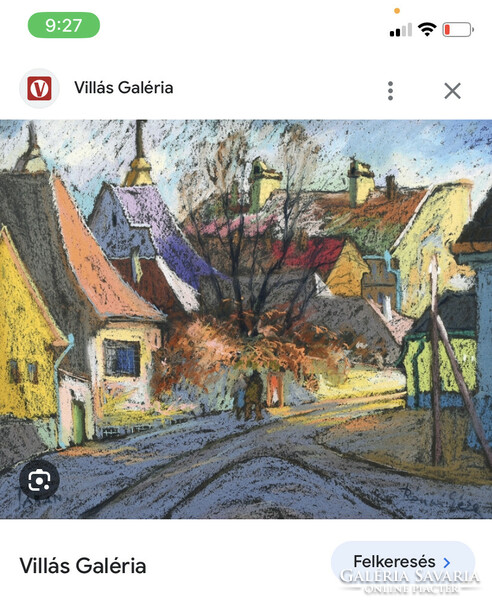 Géza Rónai (1886-1944) detail of Nagybánya village street, large-scale pastel chalk marked painting