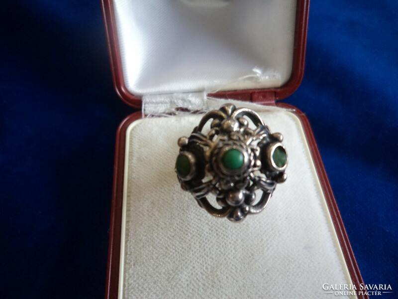 Antik ötvösékszer gyűrű_ türkizzel díszítve 6,7 gr gyönyörű állapotban Mérete: 54