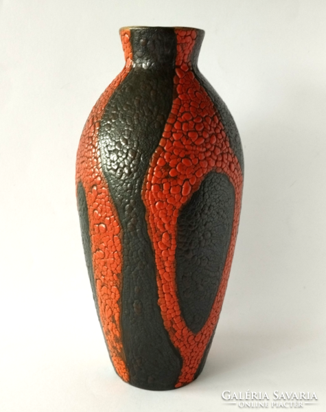 Mid-century modern applied art ceramic vase by B. Várdeák