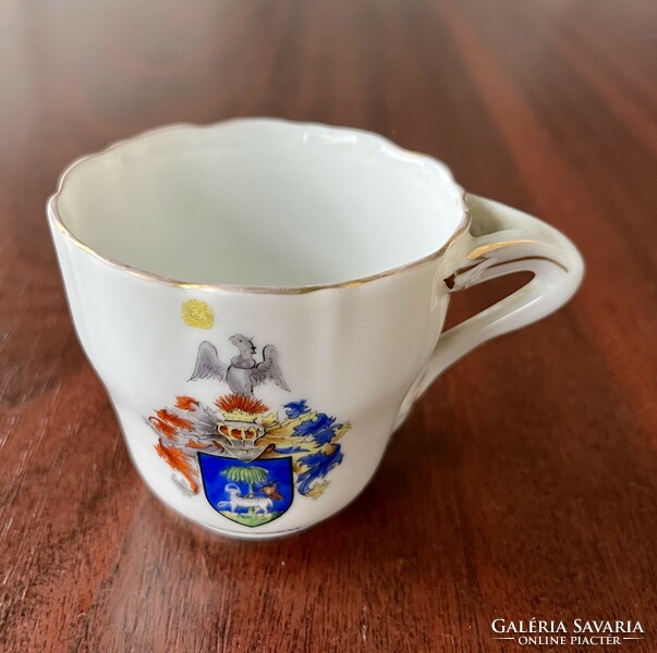 Antique Herend coffee cup with Debrecen coat of arms