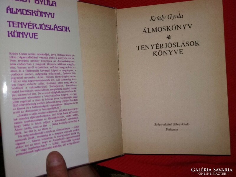 1985.Krúdy Gyula :Álmoskönyv jóslás álomfejtés ezotéria könyv képek szerint Szépirodalmi Könyvkiadó