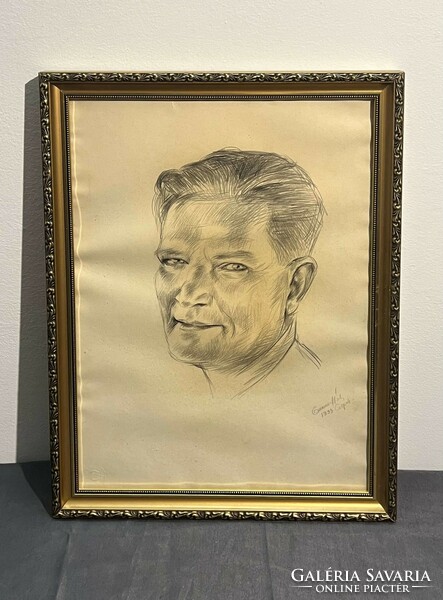 Emanuel Béla (1879-1976) Férfi portré I., 1939 /grafit-papír/ (számlát adunk)