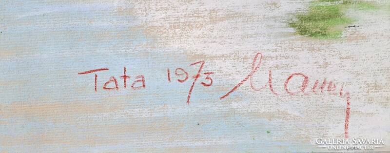 Lake Tata, 1973 (old lake?) Signed pastel, Tata