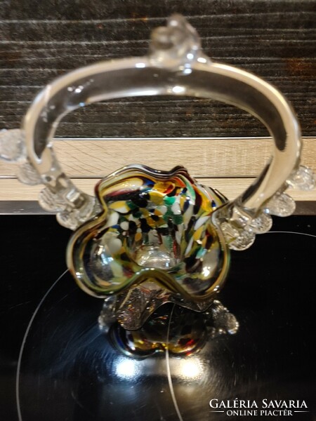 Colored glass basket jewelry holder