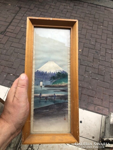 Japanese watercolor painting, size 30 x 12 cm, antique.