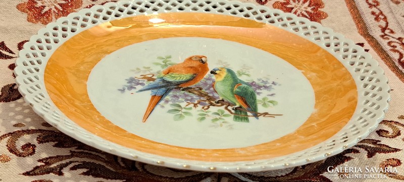 Antique parrot bird porcelain decorative plate (l4013)