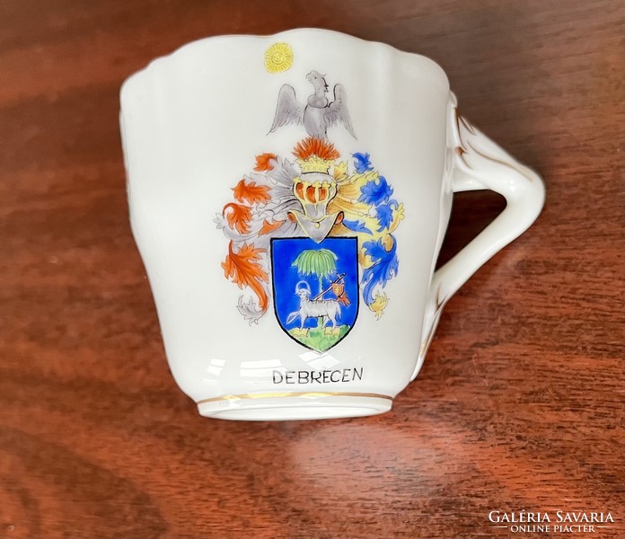 Antique Herend coffee cup with Debrecen coat of arms