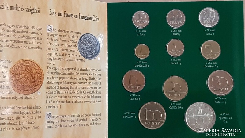 1995 Circulation series bu unc Hungarian coins with silver 200 HUF