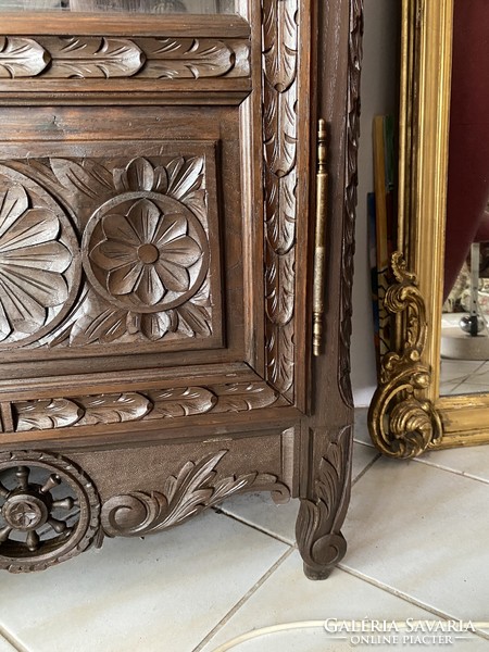 Small antique French baroque carved bookcase