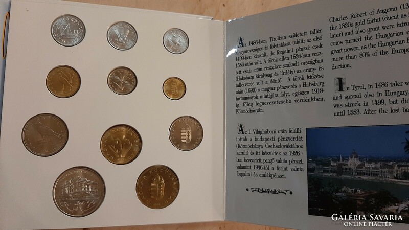 Rare !! 1993 Circulation line, pageable bu unc coins of Hungary inside silver 200 HUF