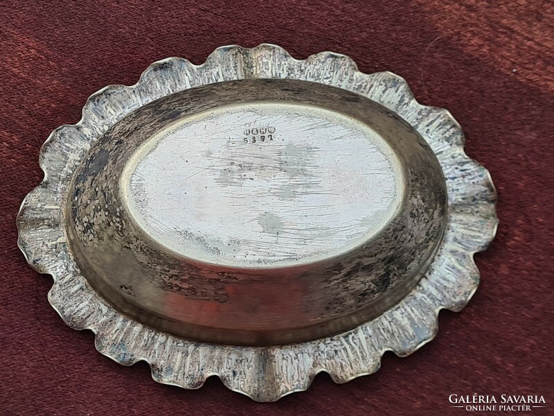 Antik ezüstözött jelzett alpakka etrogtartó, judaika, szukoti ünnep kelléke